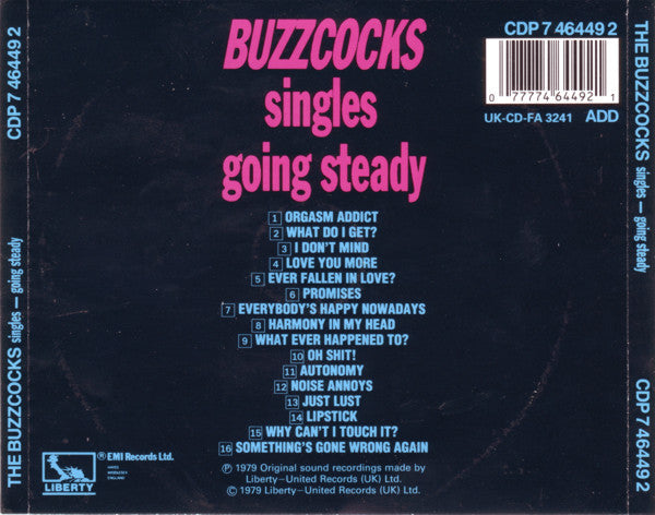 Buzzcocks - Singles-Going Steady (1992 UK Swindon CD) NM