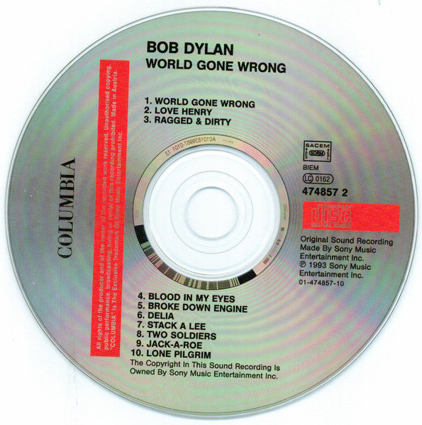Bob Dylan - World Gone Wrong (1993 CD) Mint