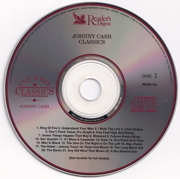 Johnny Cash - Country Classics (1994 Readers Digest 3 CD) NM