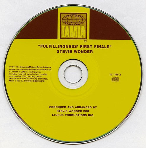 Stevie Wonder - Fullfillingess First Finale (2000 CD) Remastered NM