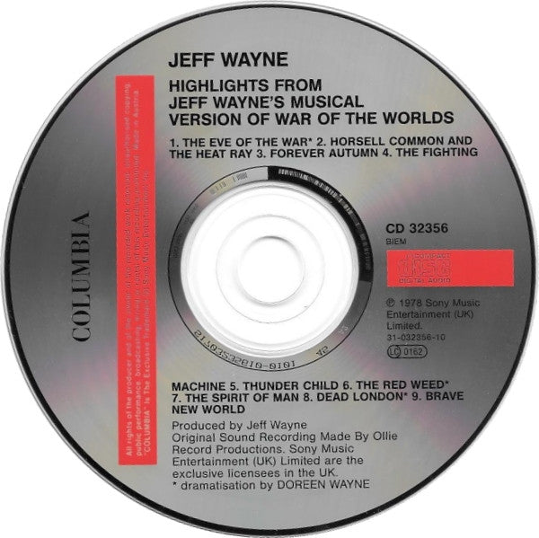 Highlights from War of the Worlds - Jeff Wayne (Soundtrack CD) NM