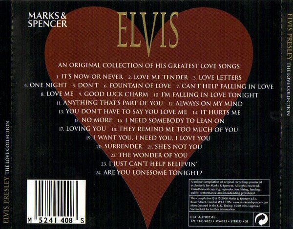 Elvis Presley - The Love Collection (2000 Marks & Spencers CD) NM