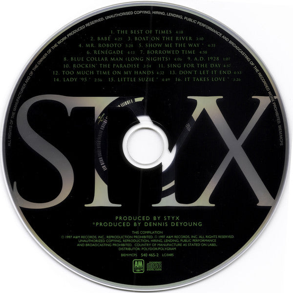 Styx - The Best Of (1997 CD Album) Mint