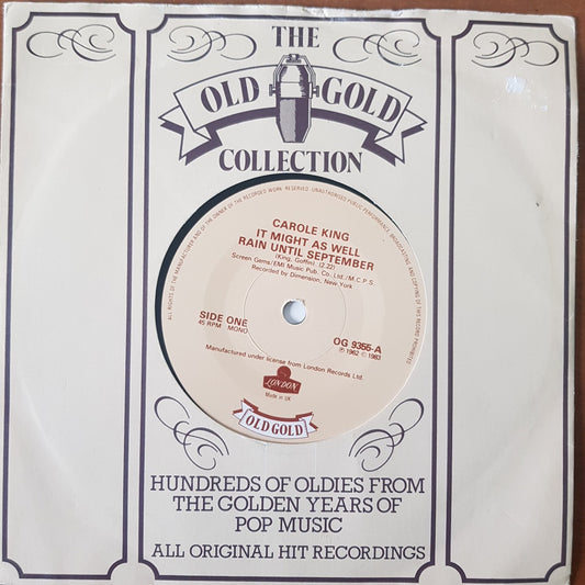 Carole King - It Might as well Rain until September (Old Gold Vinyl 7" Single) EX