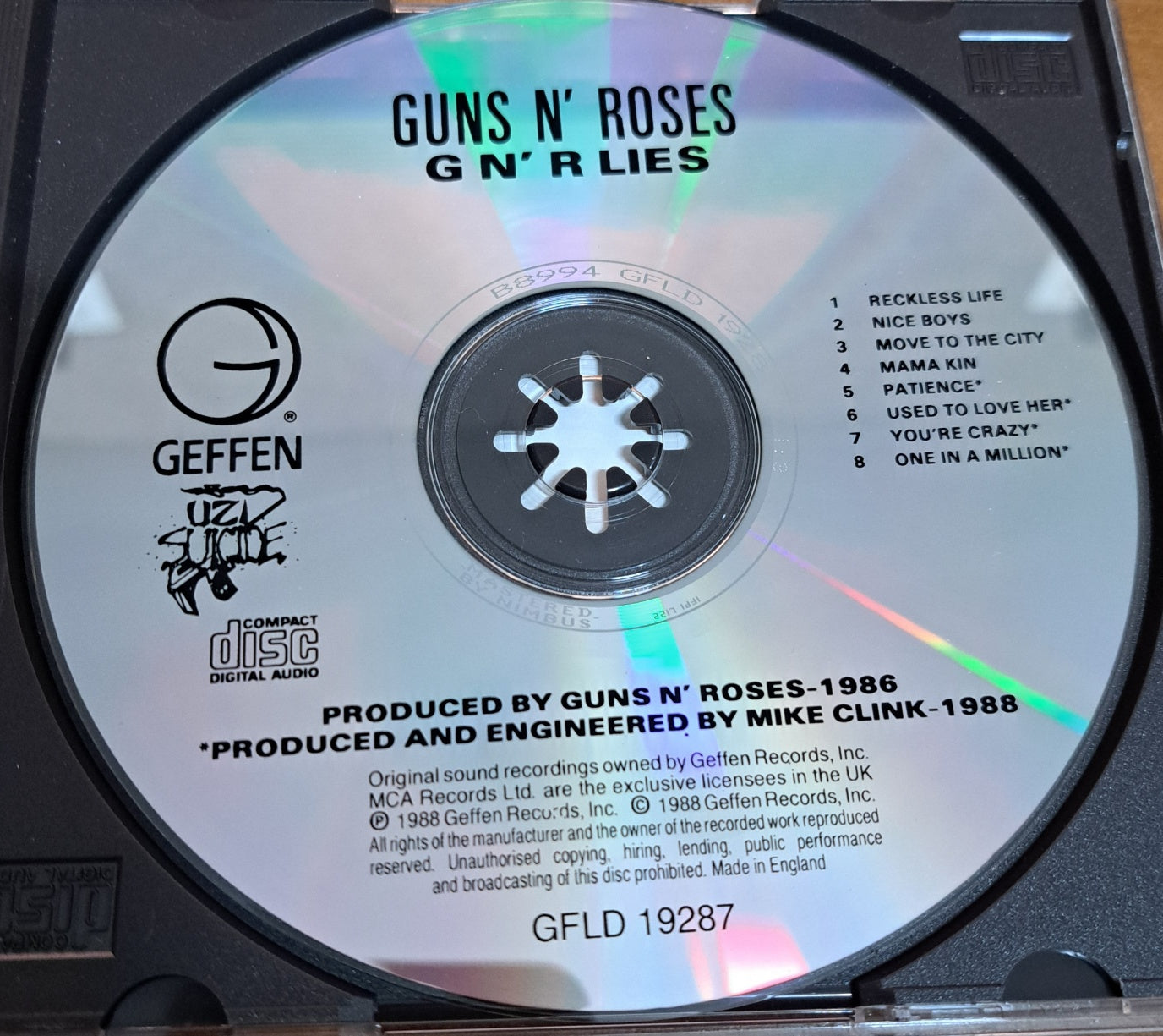 Guns N' Roses - G N' R Lies (1995 'Uzi' Cover CD) NM