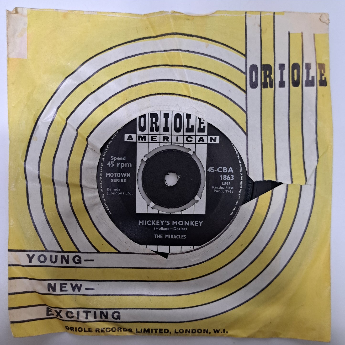 Miracles - Micky's Monkey (1963 Oriole UK Vinyl Single) VG+