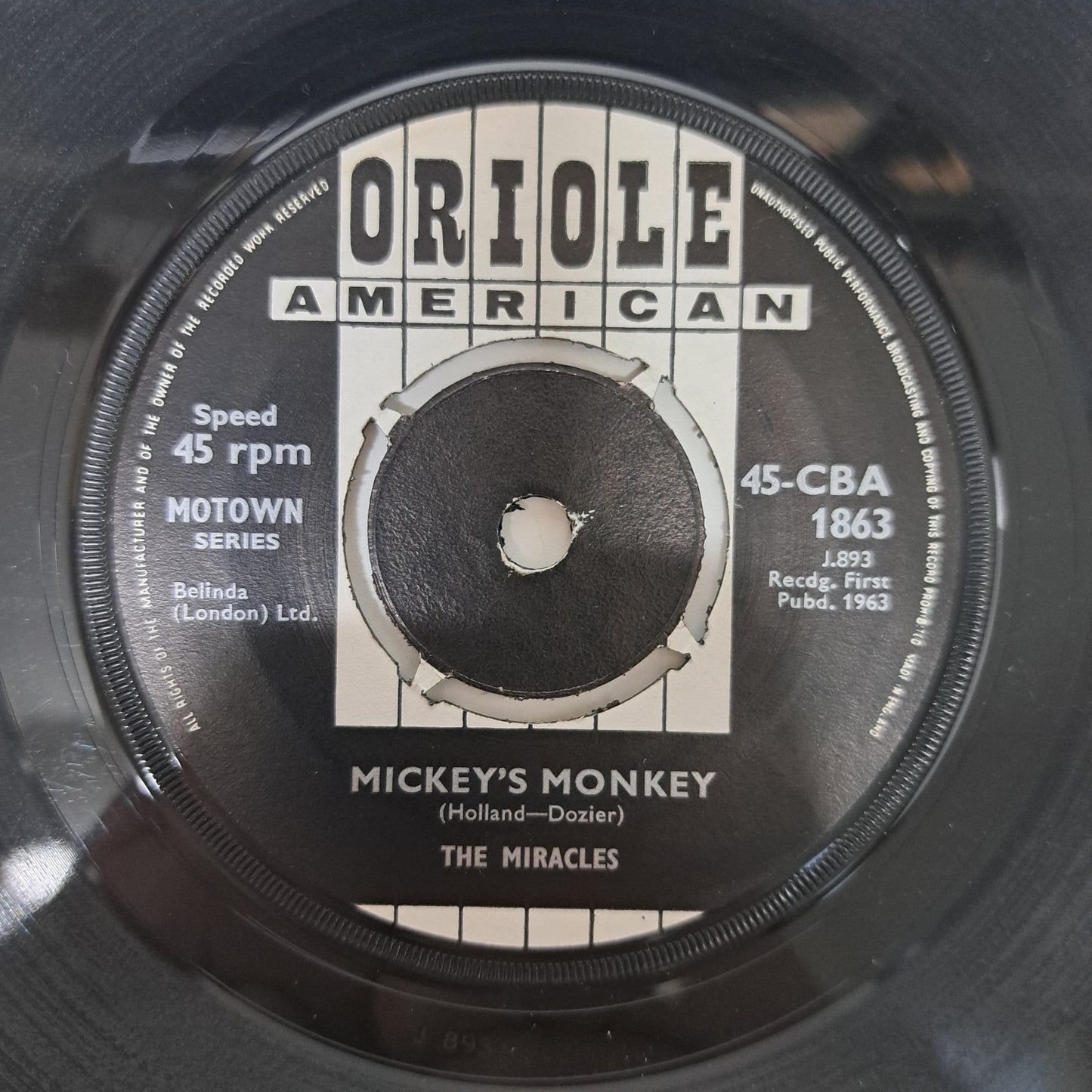 Miracles - Micky's Monkey (1963 Oriole UK Vinyl Single) VG+