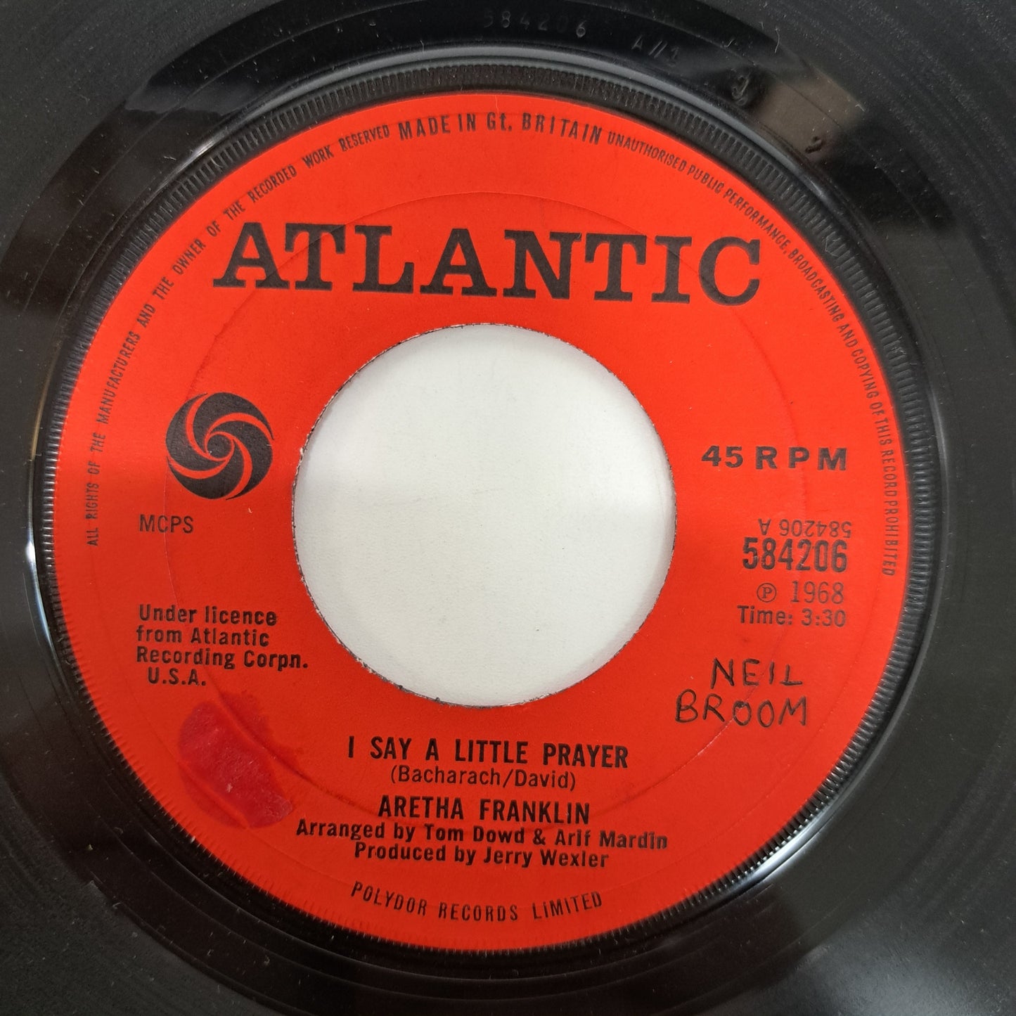 Aretha Franklin - I Say a Little Prayer (Vinyl Single) 1968 Atlantic Soul 45 *EX*