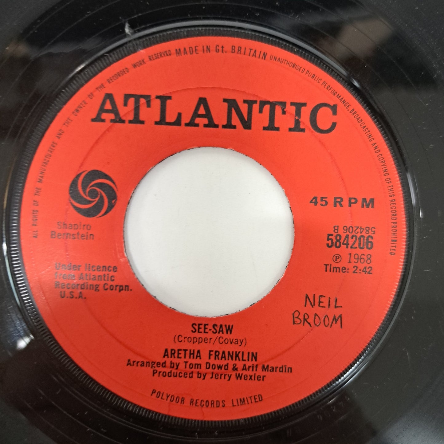 Aretha Franklin - I Say a Little Prayer (Vinyl Single) 1968 Atlantic Soul 45 *EX*