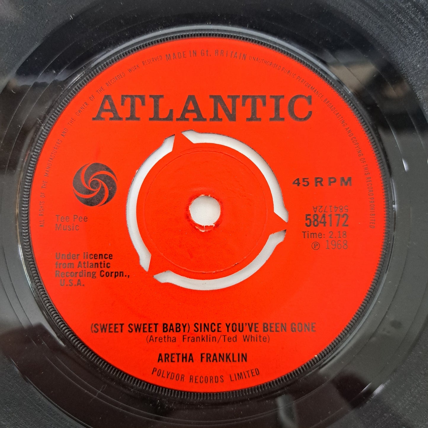 Aretha Franklin - Since you've Been Gone (Vinyl Single) 1968 Atlantic Soul 45 *VG+*