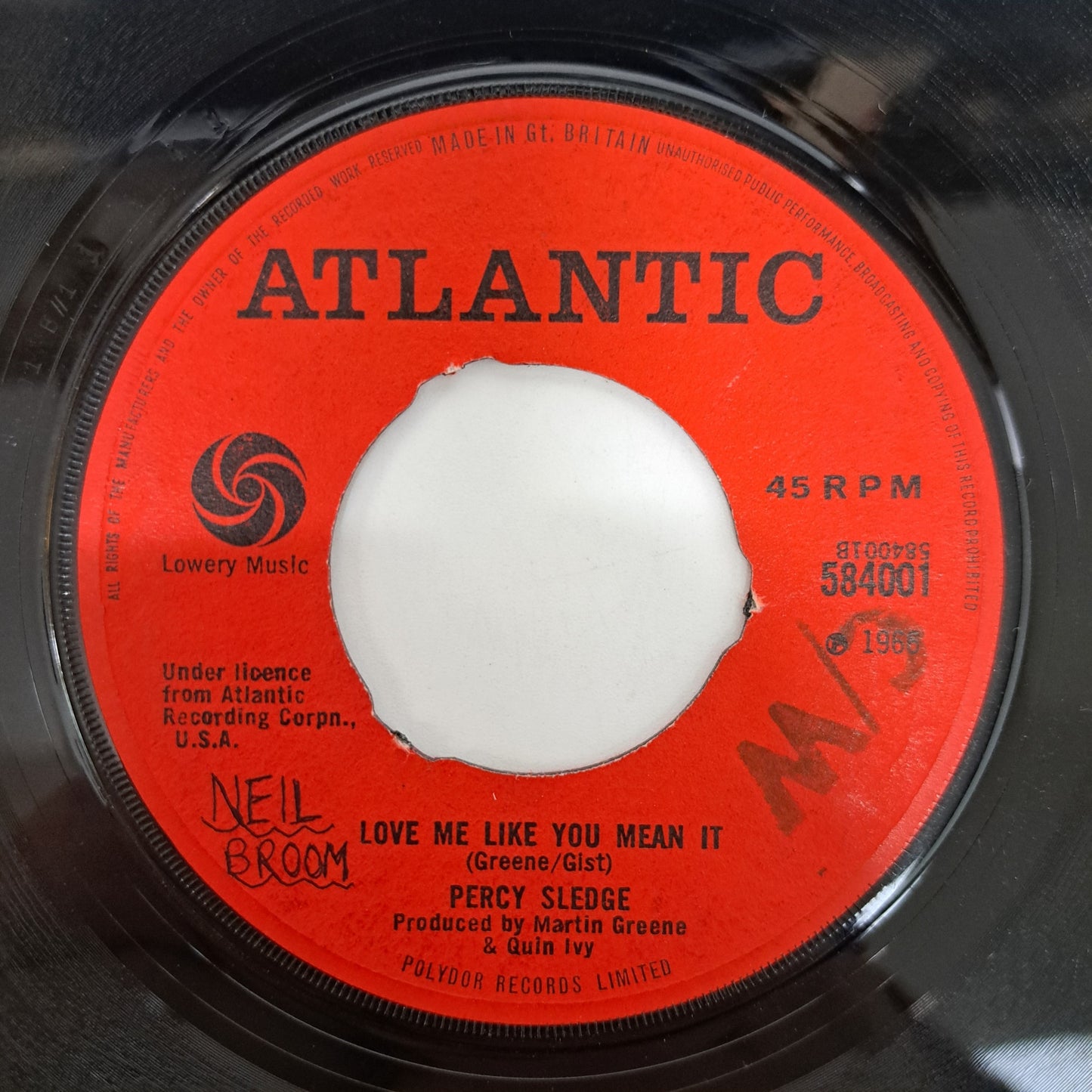 Percy Sledge - When a man Loves a Woman (Vinyl Single) 1966 Atlantic Soul 45 *EX*