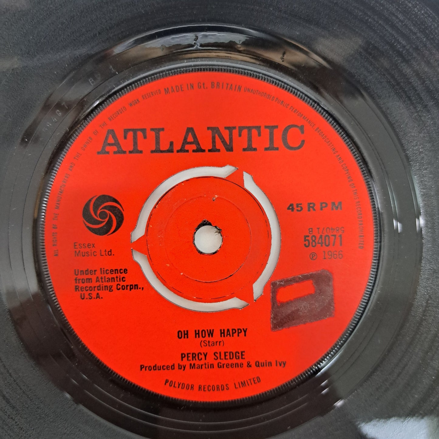 Percy Sledge - It Tears me Up (Vinyl Single) 1966 Atlantic Soul 45 *EX*