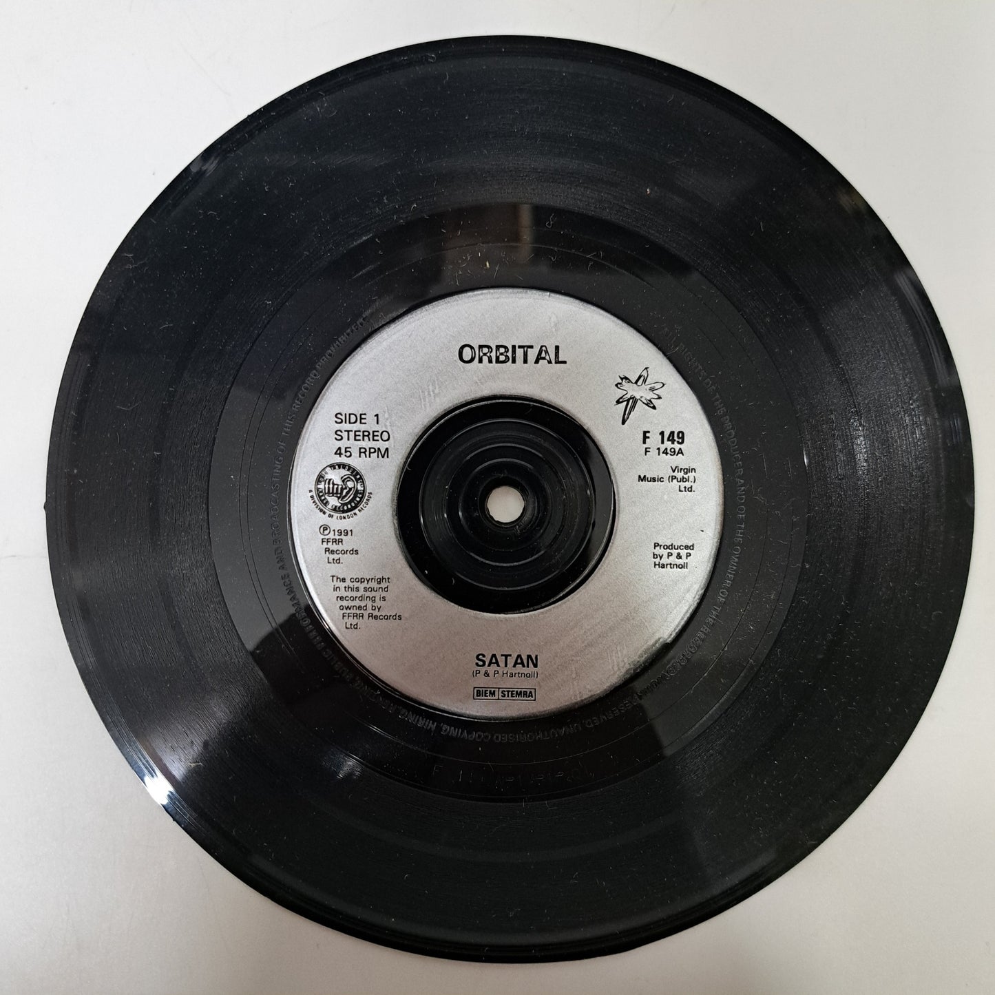 Orbital - III [Satan] (Vinyl Single) Ex/Ex 1991 UK P/S Techno 45