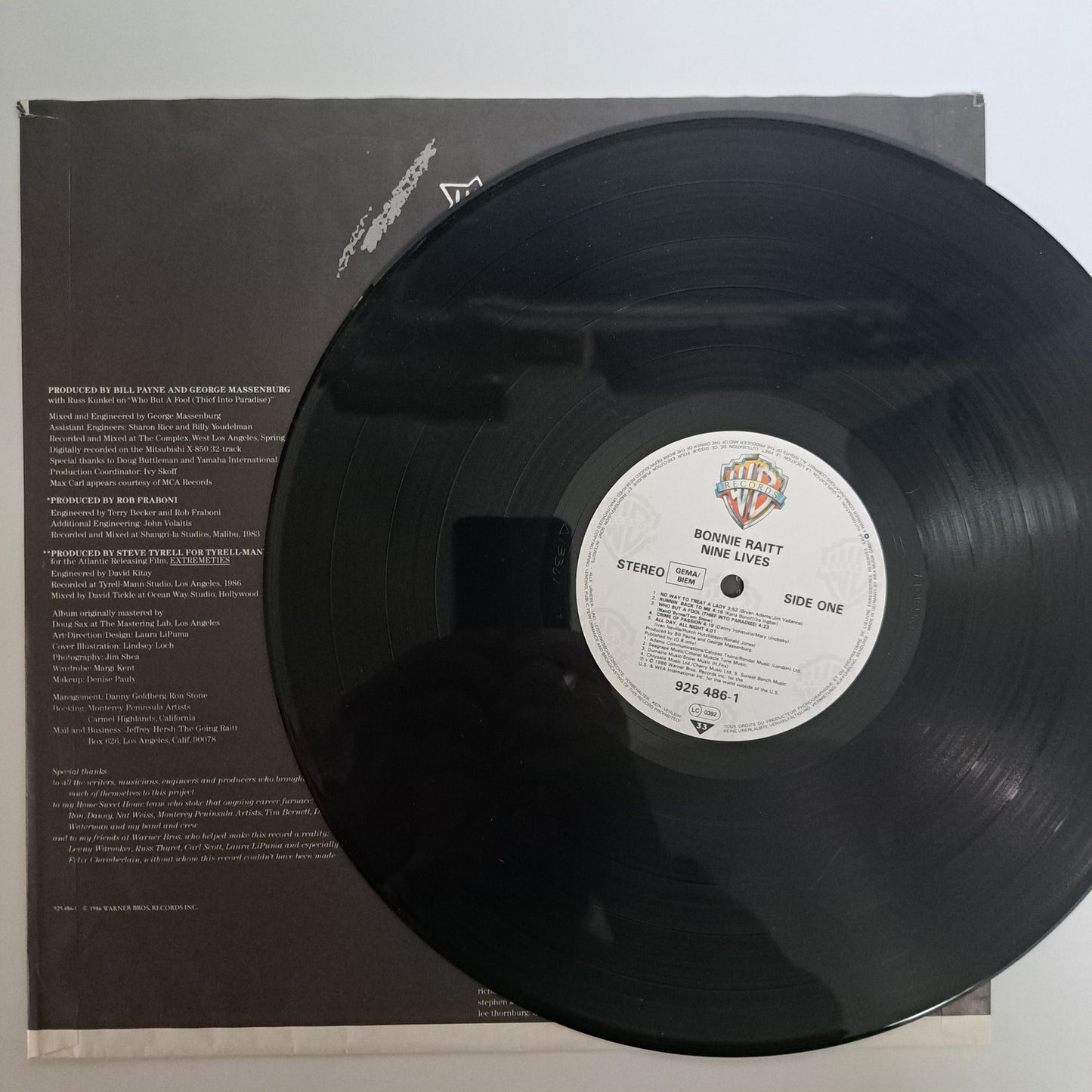 Bonnie Raitt - Nine Lives (Vinyl LP 1986) EX/EX