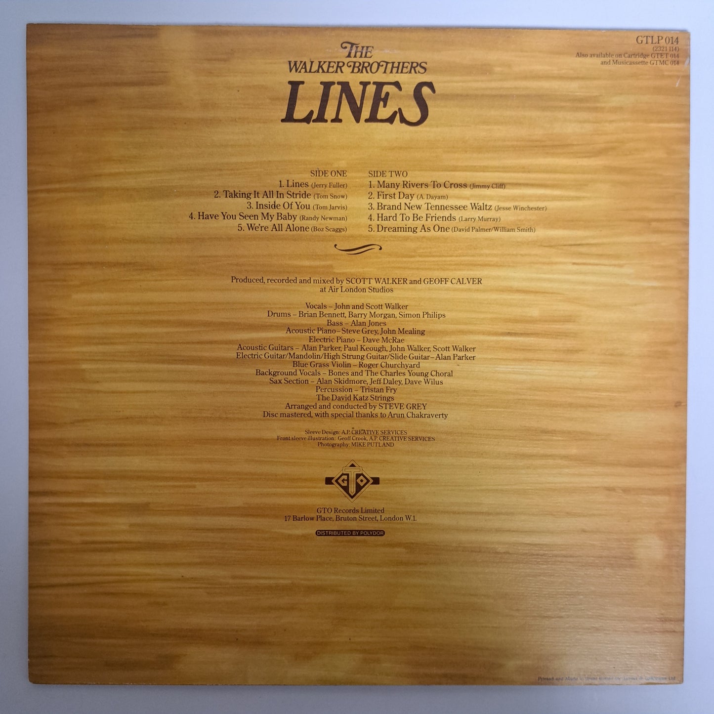 Walker Brothers - Lines (1976 Vinyl LP) NM/NM