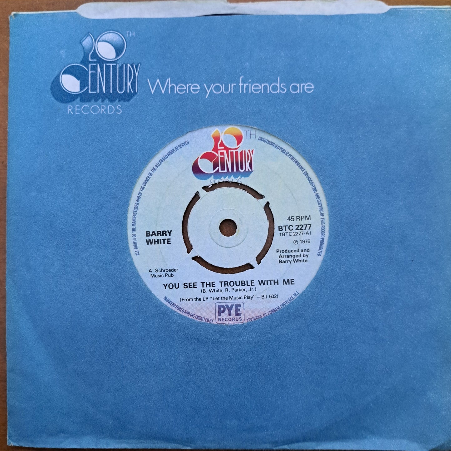 Barry White - You See the Trouble with Me (Vinyl 7" Single) NM