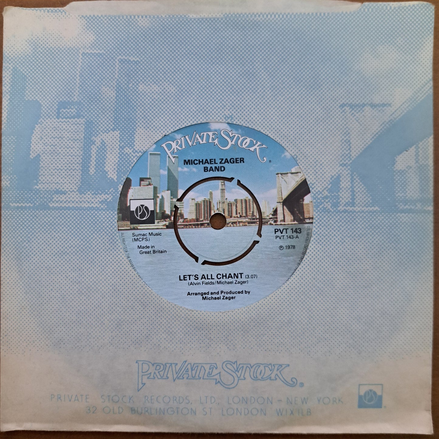 Michael Zager Band - Let's all Chant (Vinyl 7" Single) EX