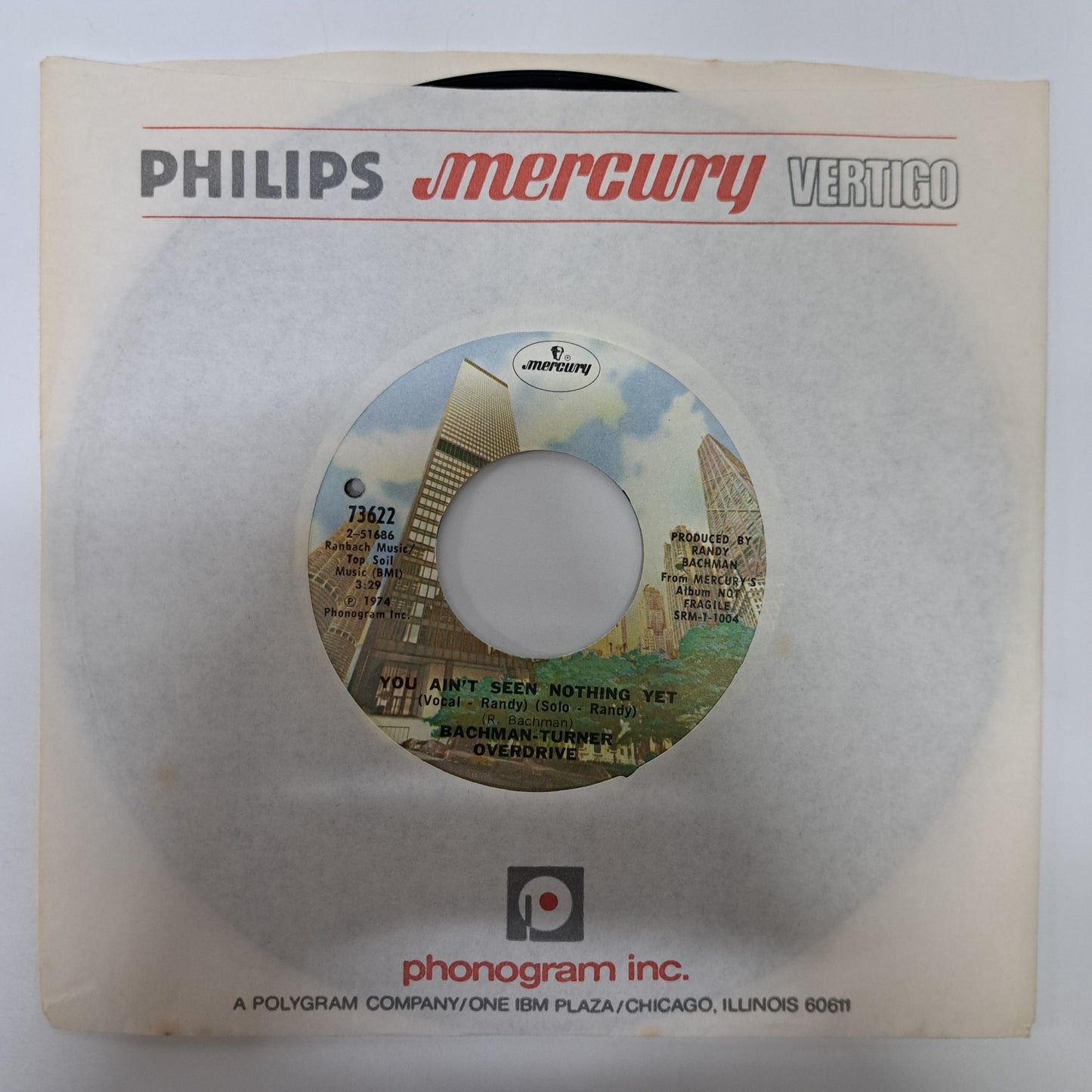 Bachman Turner Overdrive - You Ain't Seen Nothing Yet (US Vinyl 7" Single) NM