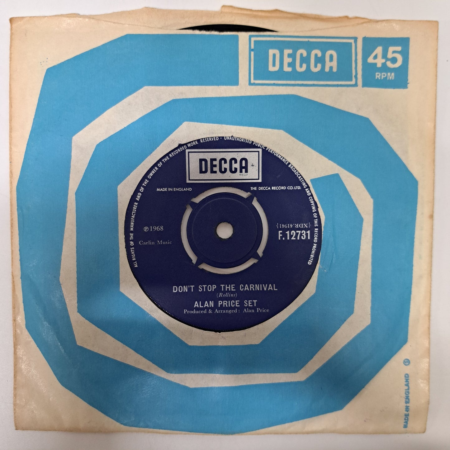 Alan Price Set - Don't Stop the Carnival (Vinyl 7" Single) VG+