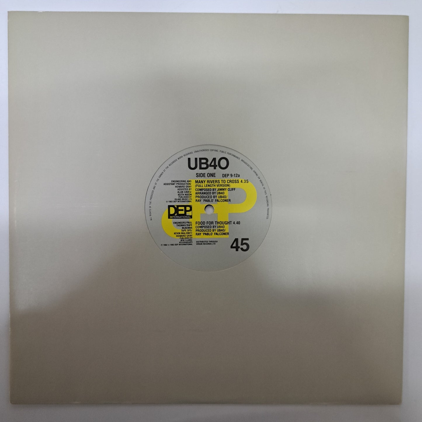 UB40 - Many Rivers to Cross (Vinyl 12" Single) NM/M