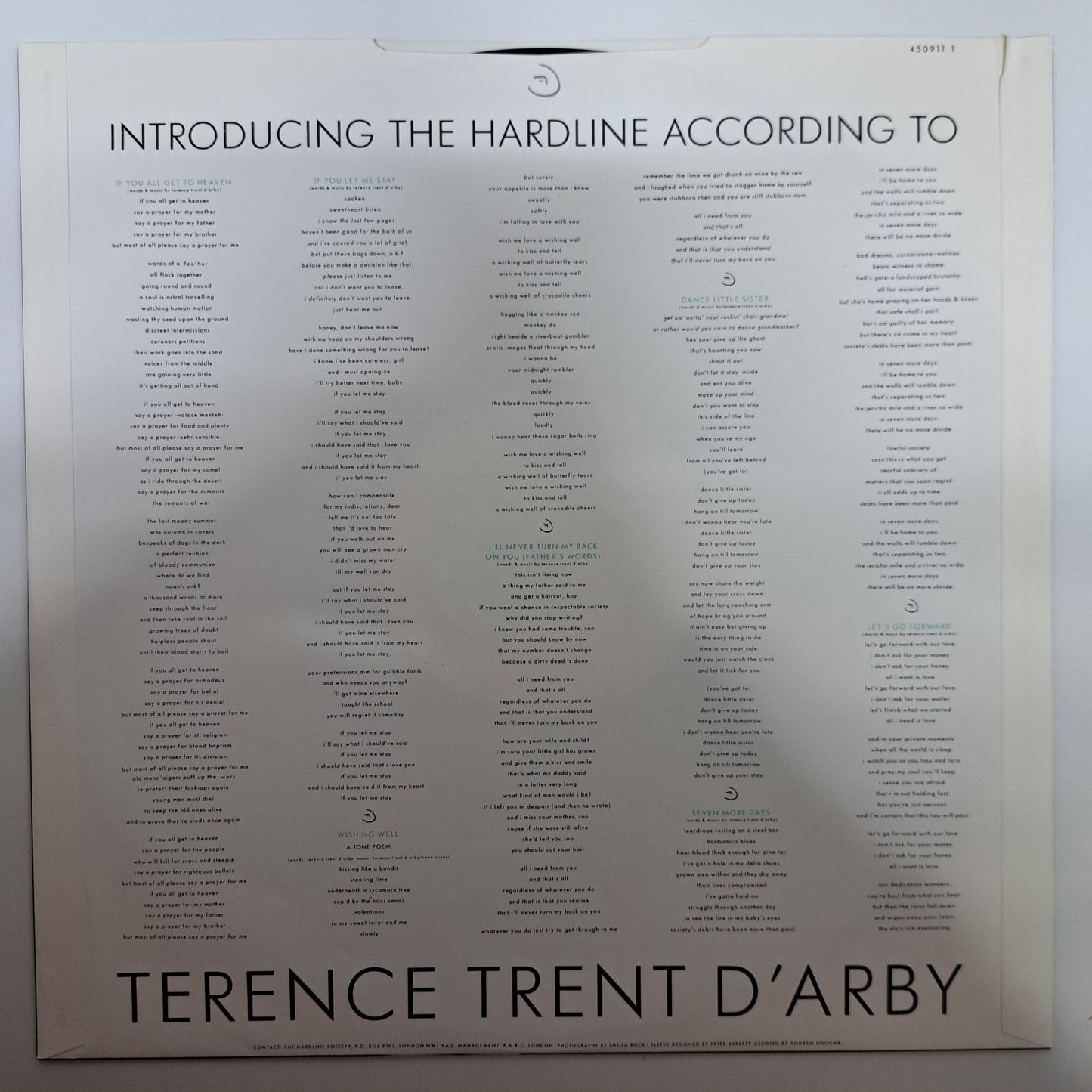 Terence Trent D'Arby - Introducing the Hardline According to (Vinyl LP UK) NM/NM