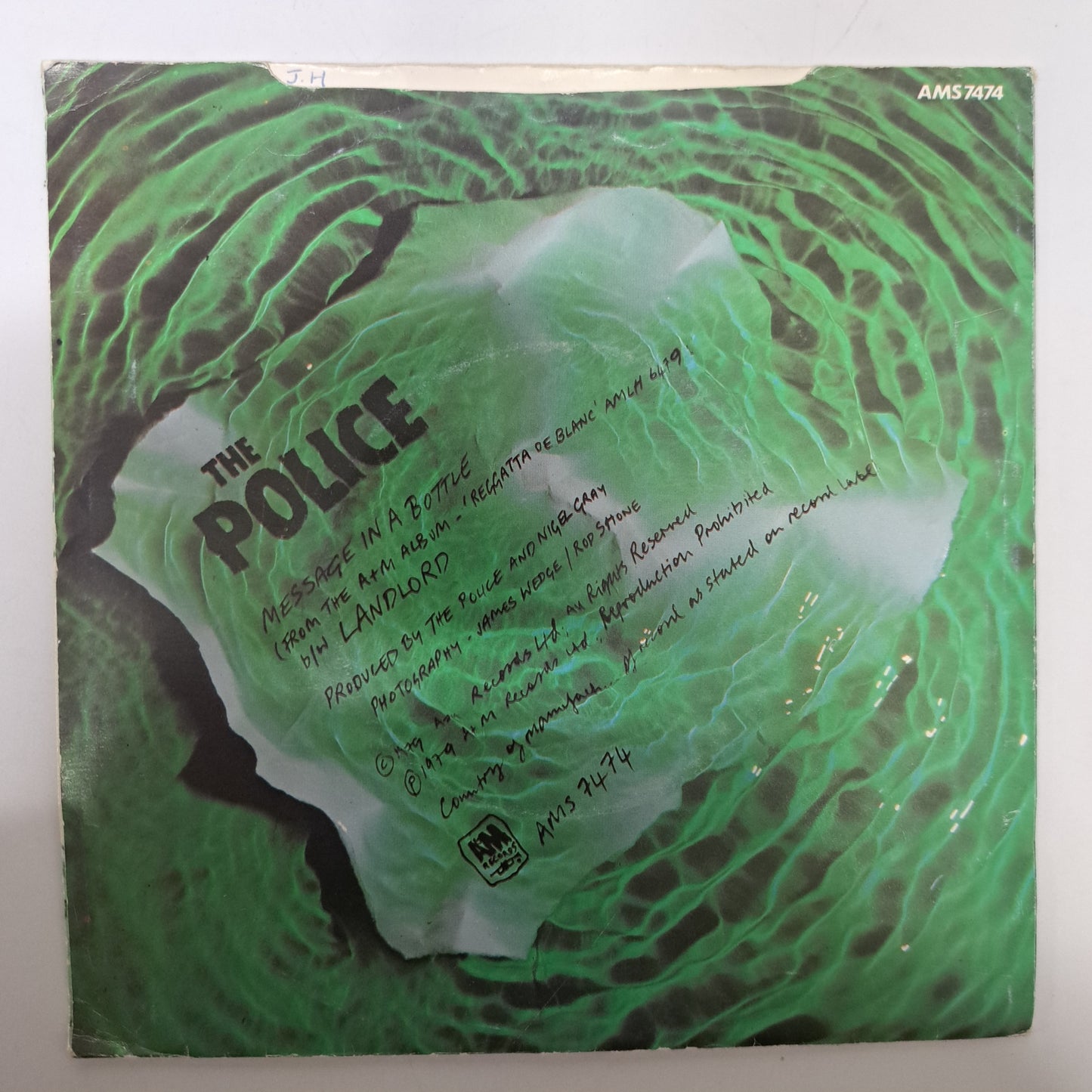 Police - Message in a Bottle (Green Translucent Vinyl 7" Single) VG/VG+