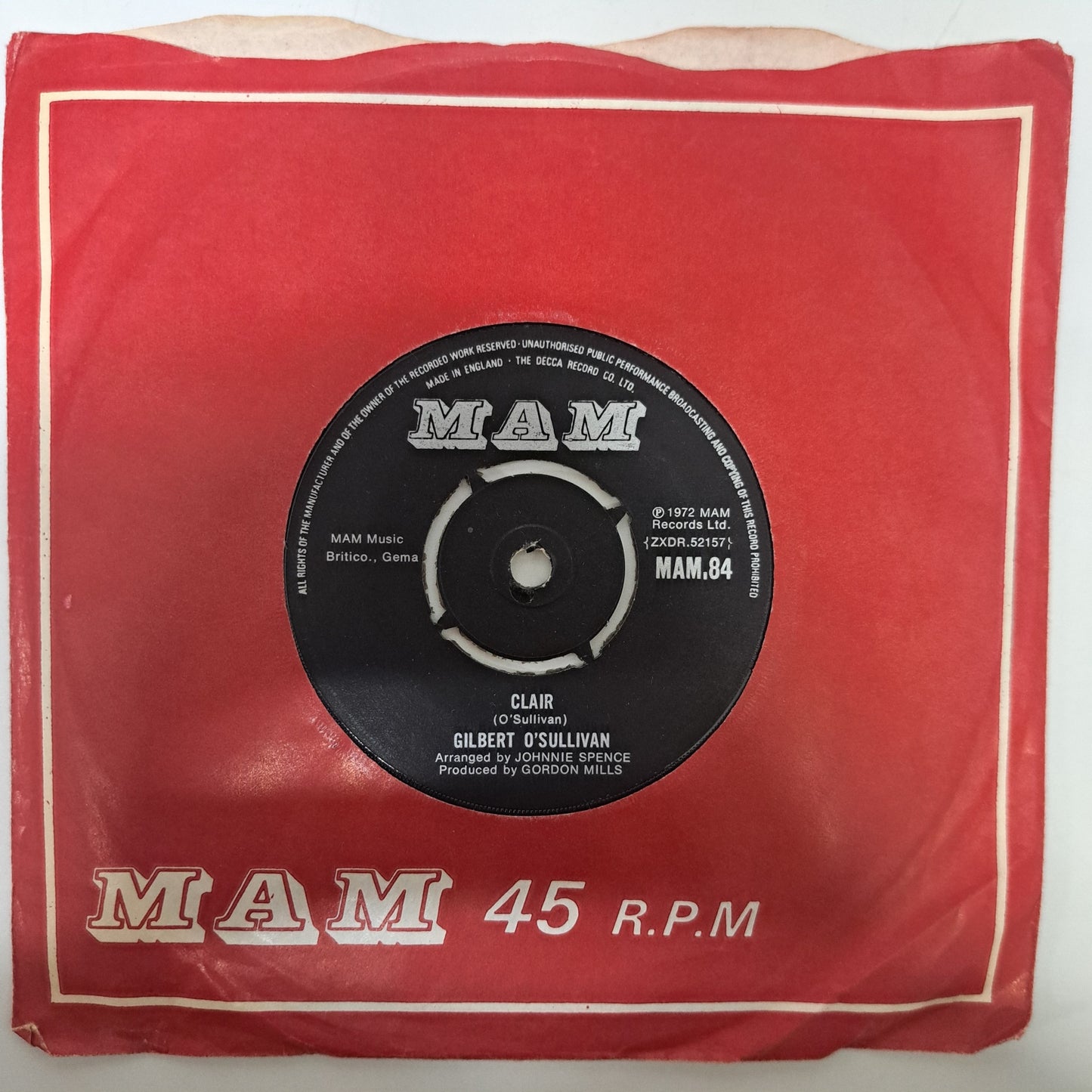 Gilbert O'Sullivan - Clair (Vinyl 7" Single) NM