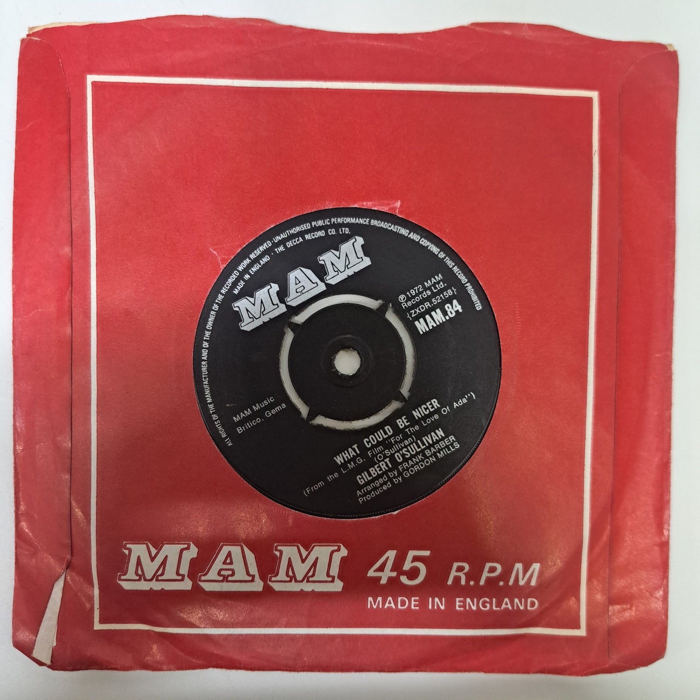Gilbert O'Sullivan - Clair (Vinyl 7" Single) NM