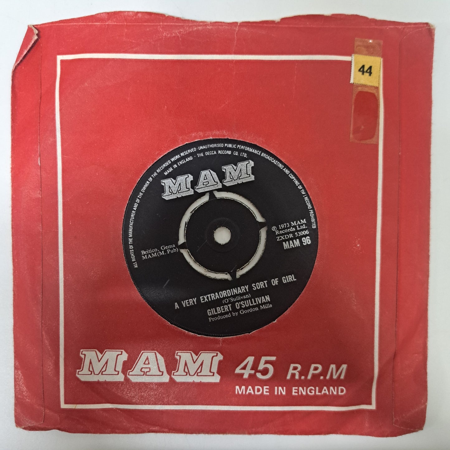 Gilbert O'Sullivan - Get Down (Vinyl 7" Single) NM