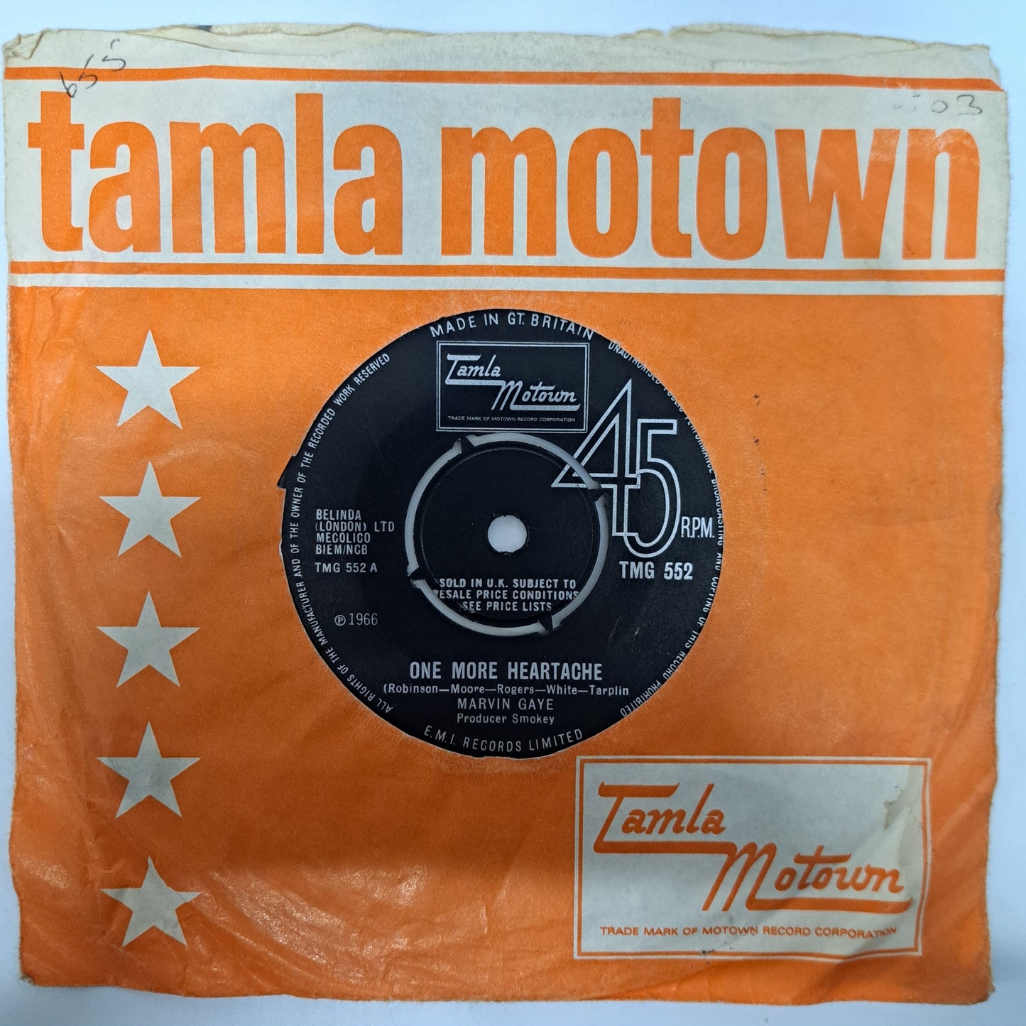 Marvin Gaye - One More Heartache (Vinyl 7" Single 1966 Motown) EX