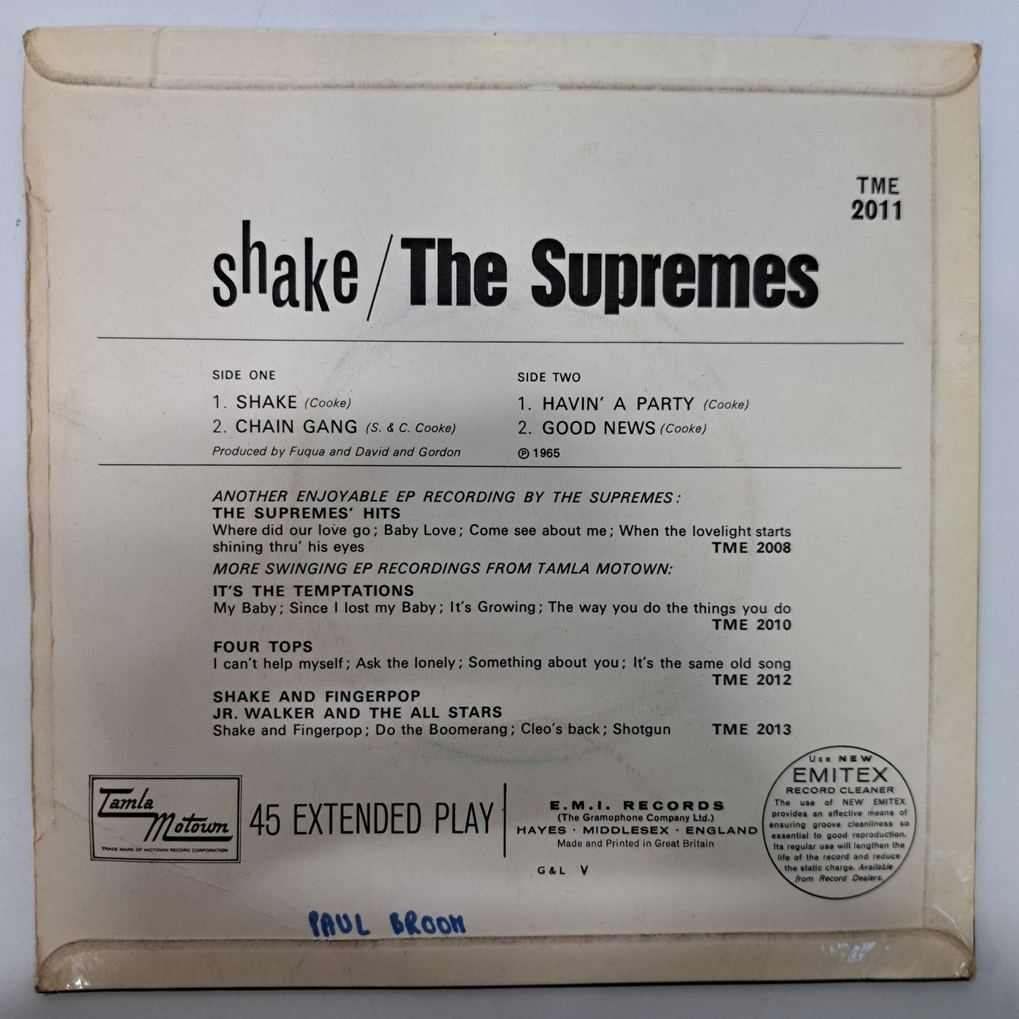 Supremes - Shake (Vinyl 7" EP UK 1966 Motown) VG/EX