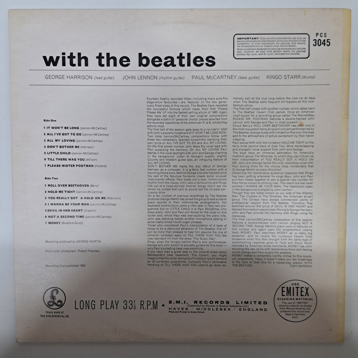 Beatles - With the Beatles (Vinyl LP 1976 UK Issue) EX/EX