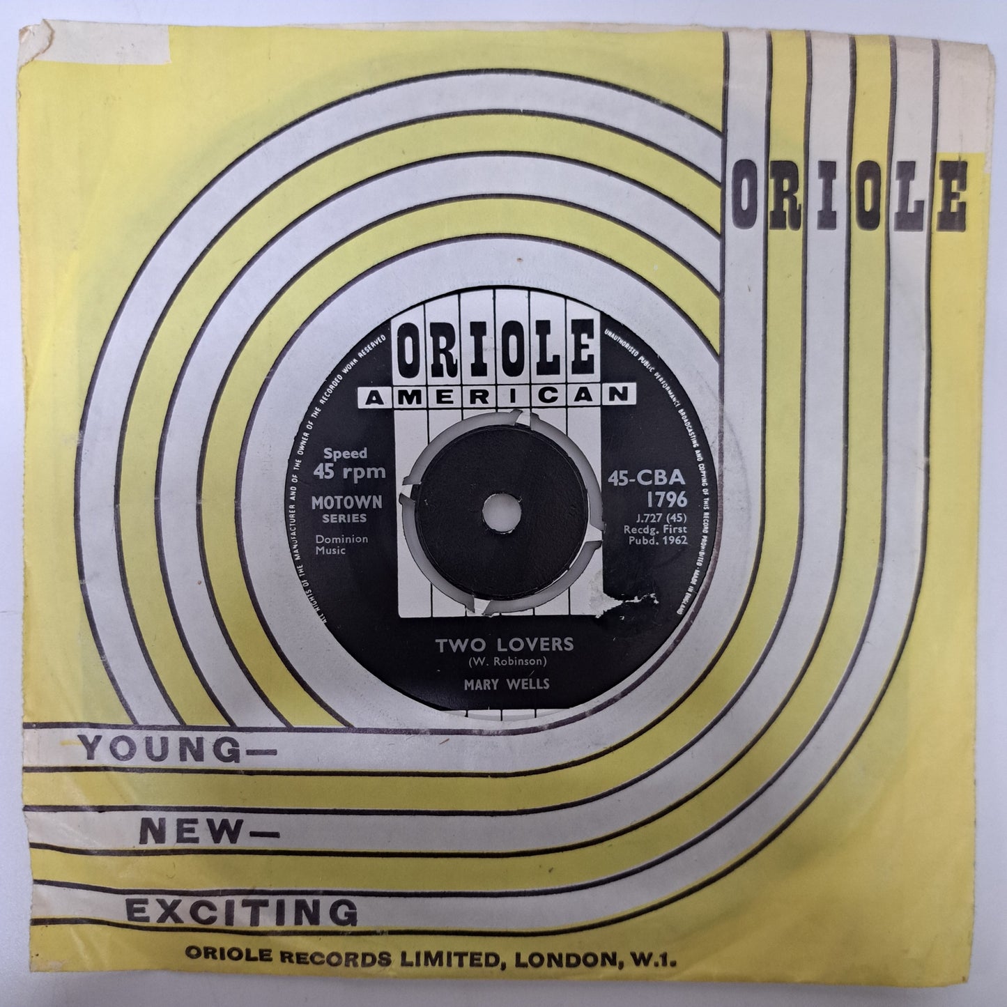 Mary Wells - Two Lovers (Vinyl 7" Single UK Oriole 1962) NM
