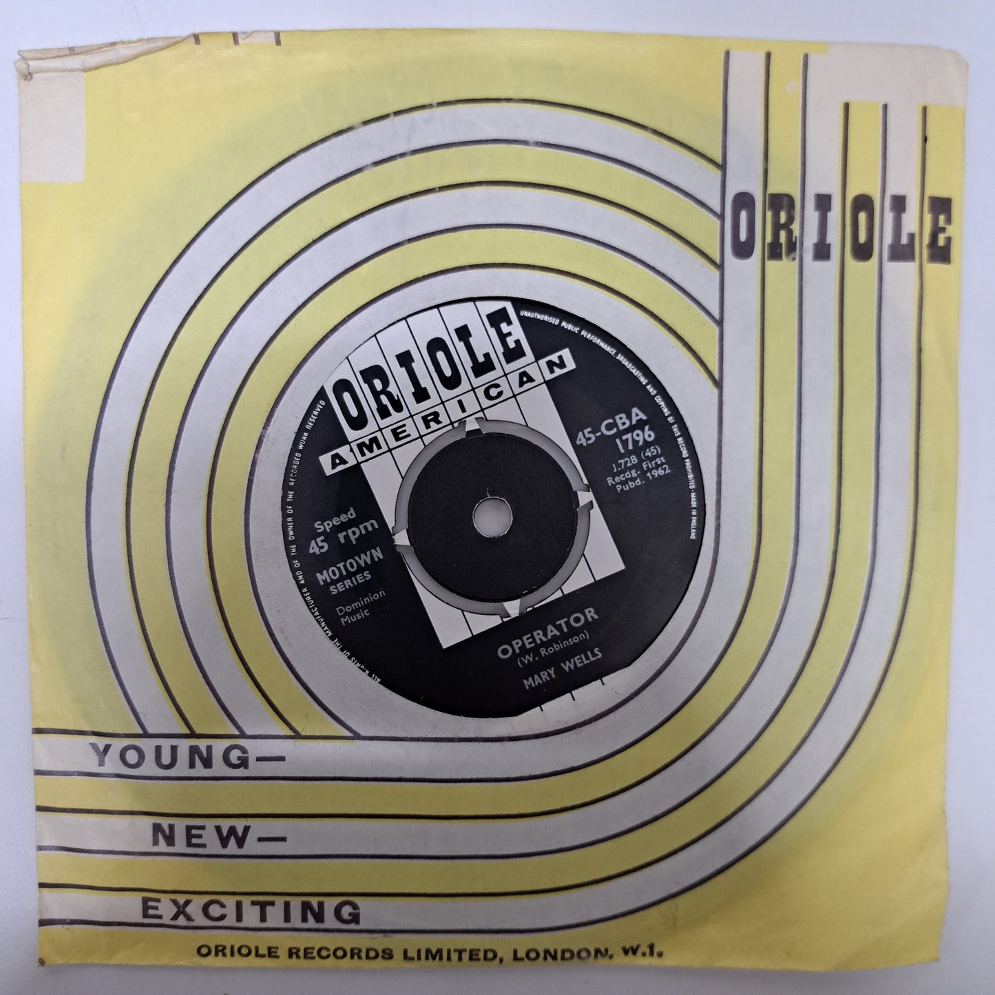 Mary Wells - Two Lovers (Vinyl 7" Single UK Oriole 1962) NM