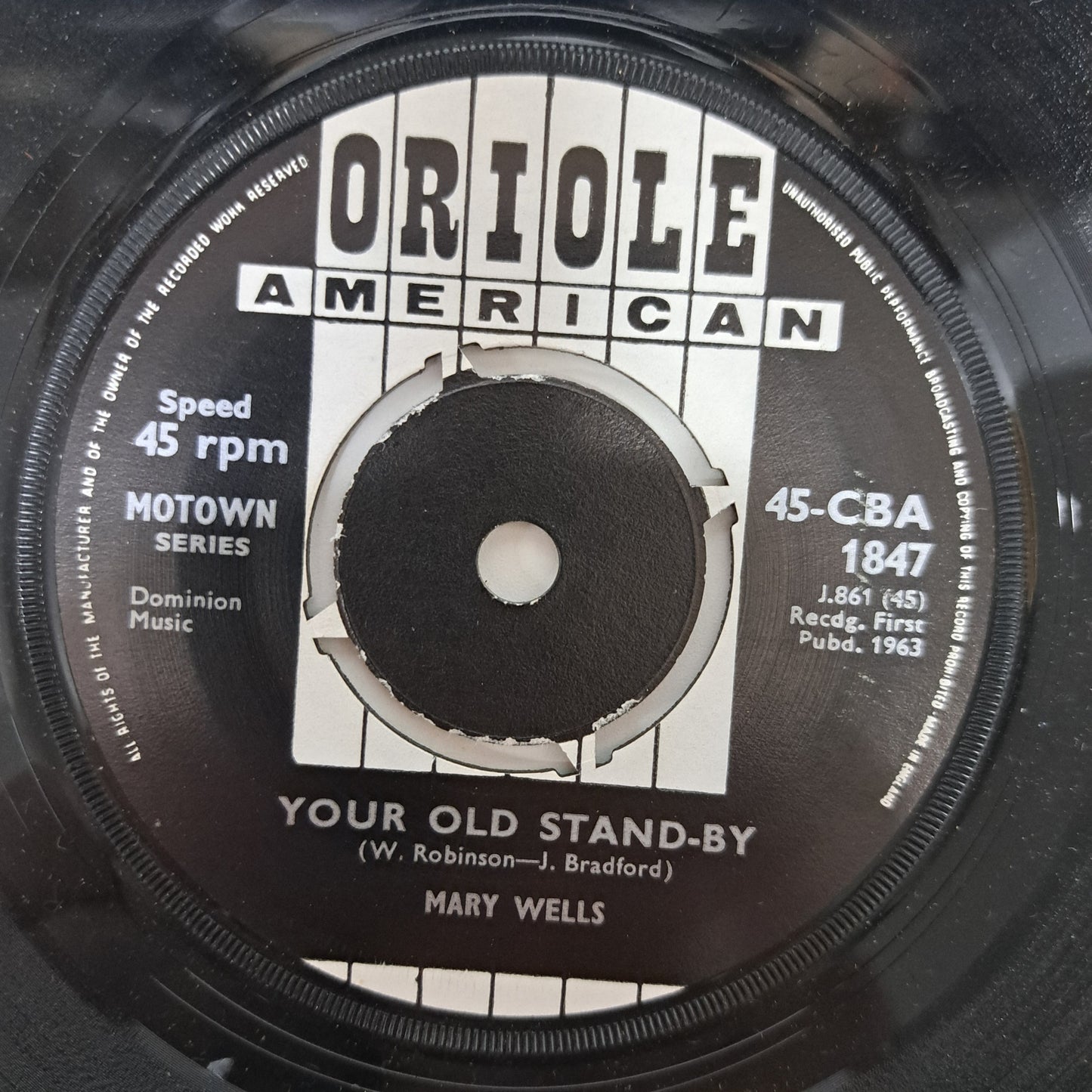 Mary Wells - Your Old Stand-By (Vinyl 7" Single UK Oriole 1963) NM