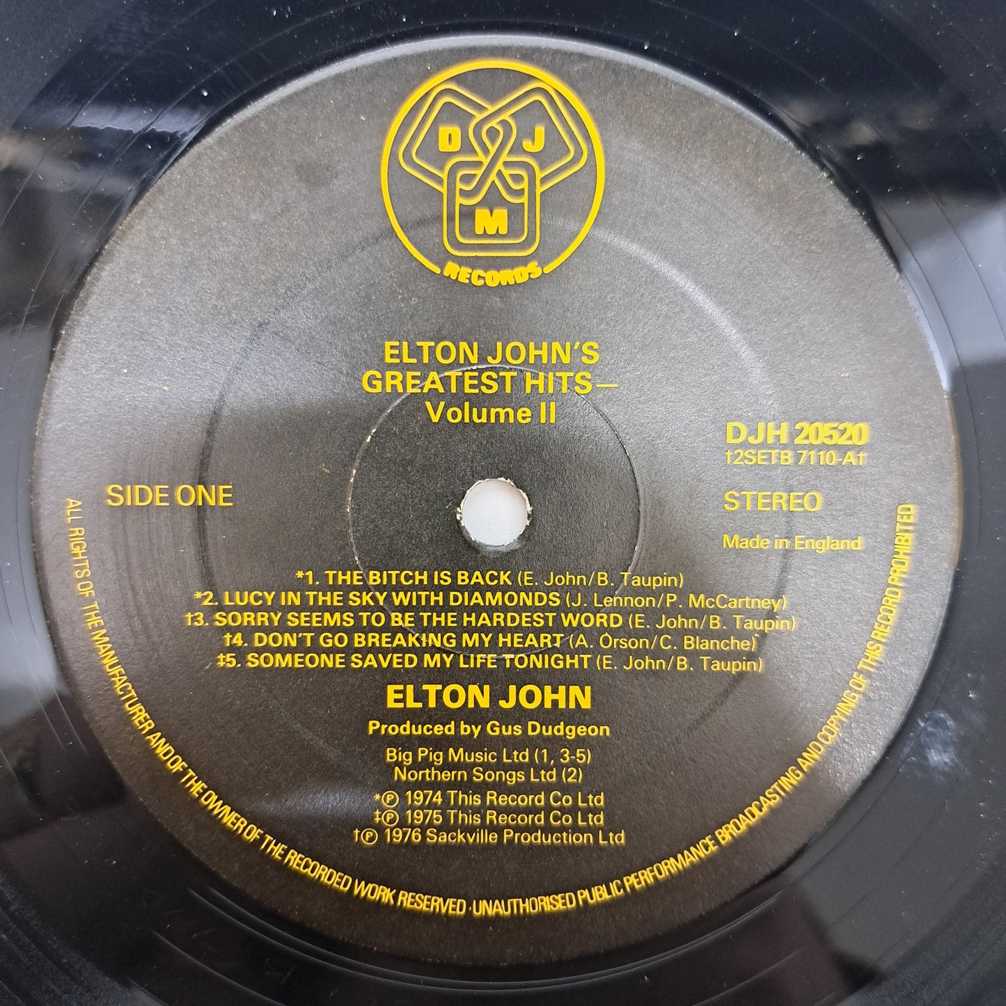 Elton John - Greatest Hits Vol II (Vinyl LP 1977 UK Complete) EX/EX