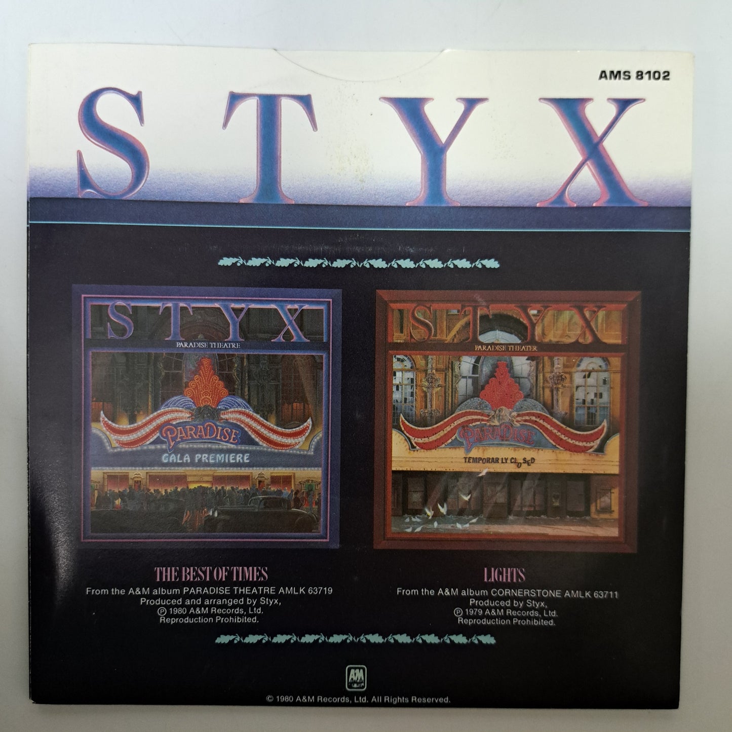 Styx - The Best of Times (Laser Etched Vinyl 7" Single) NM/M