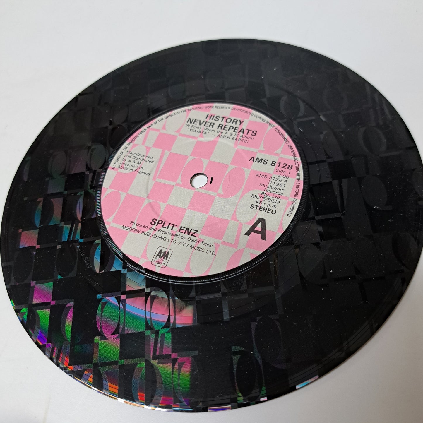 Split Enz - History Never Repeats (Laser Etched Vinyl 7" Single) NM/M