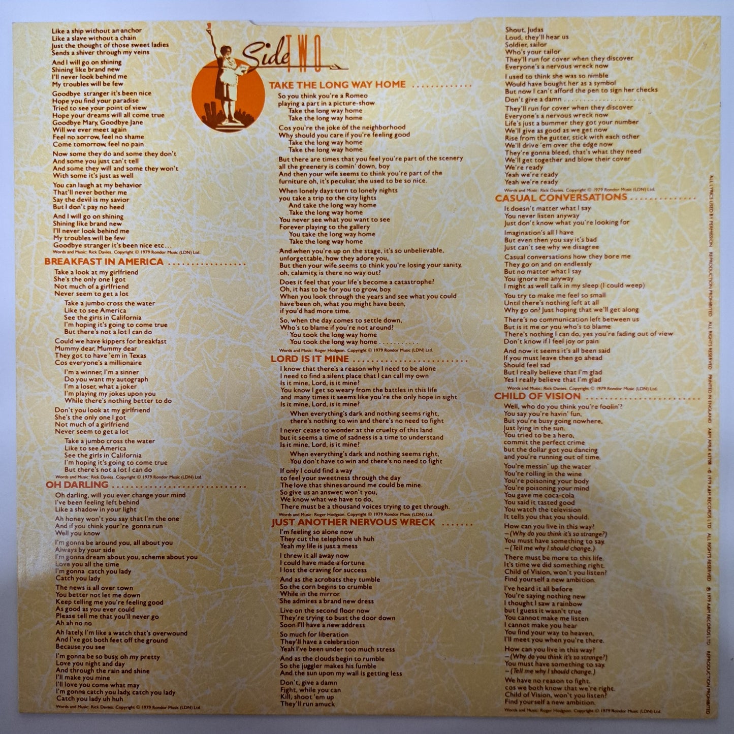 Supertramp - Breakfast in America (Vinyl LP A1/B1) EX/EX