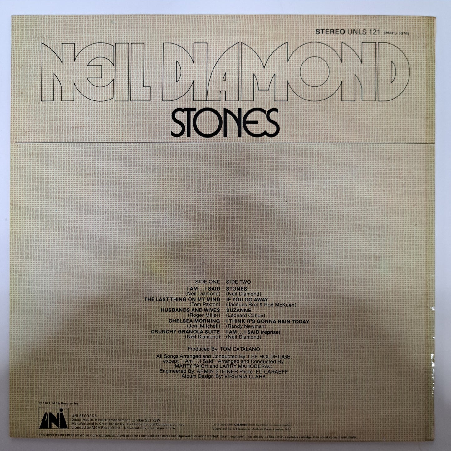 Neil Diamond - Stones (Vinyl LP UK 1971) EX/EX
