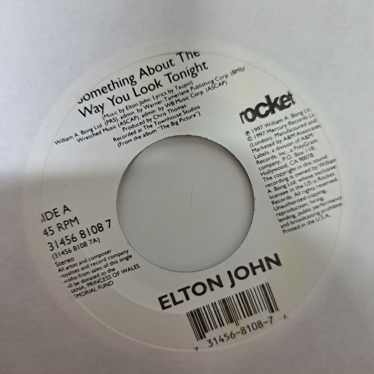 Elton John - Candle in the Wind (US Vinyl 7" Single) [1997 Diana Version] Mint