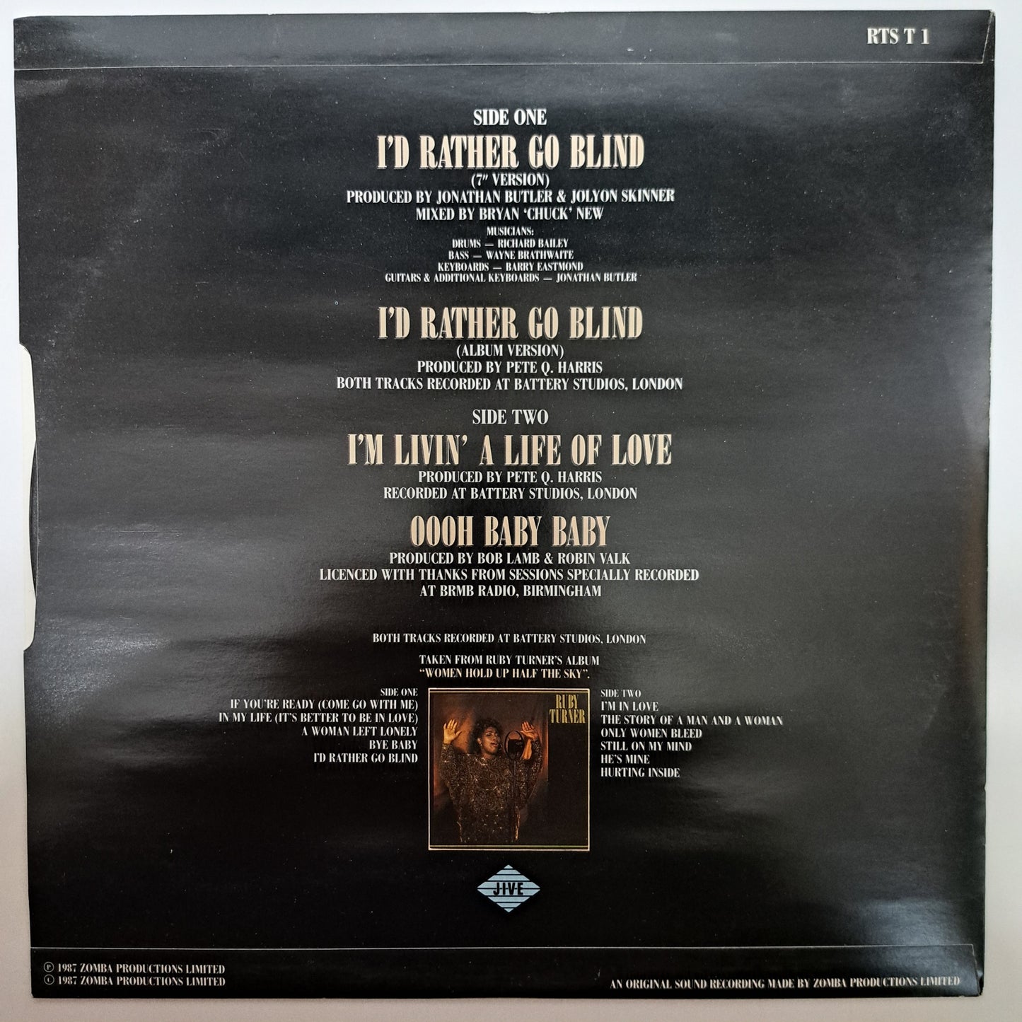 Ruby Turner - I'd Rather Go Blind (Vinyl 12" Single) NM/NM