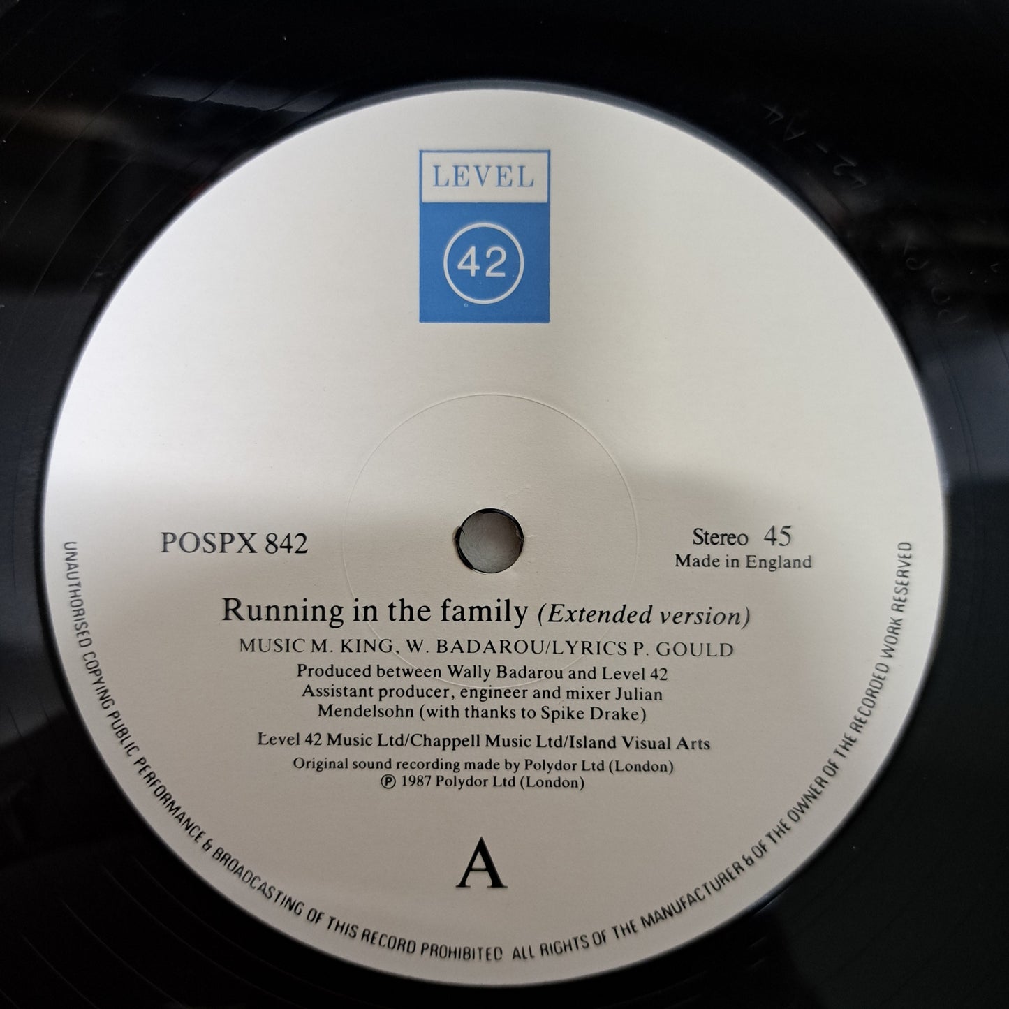 Level 42 - Running in the Family (Limited Edition Vinyl 2 x 12" Single) EX/EX/VG+