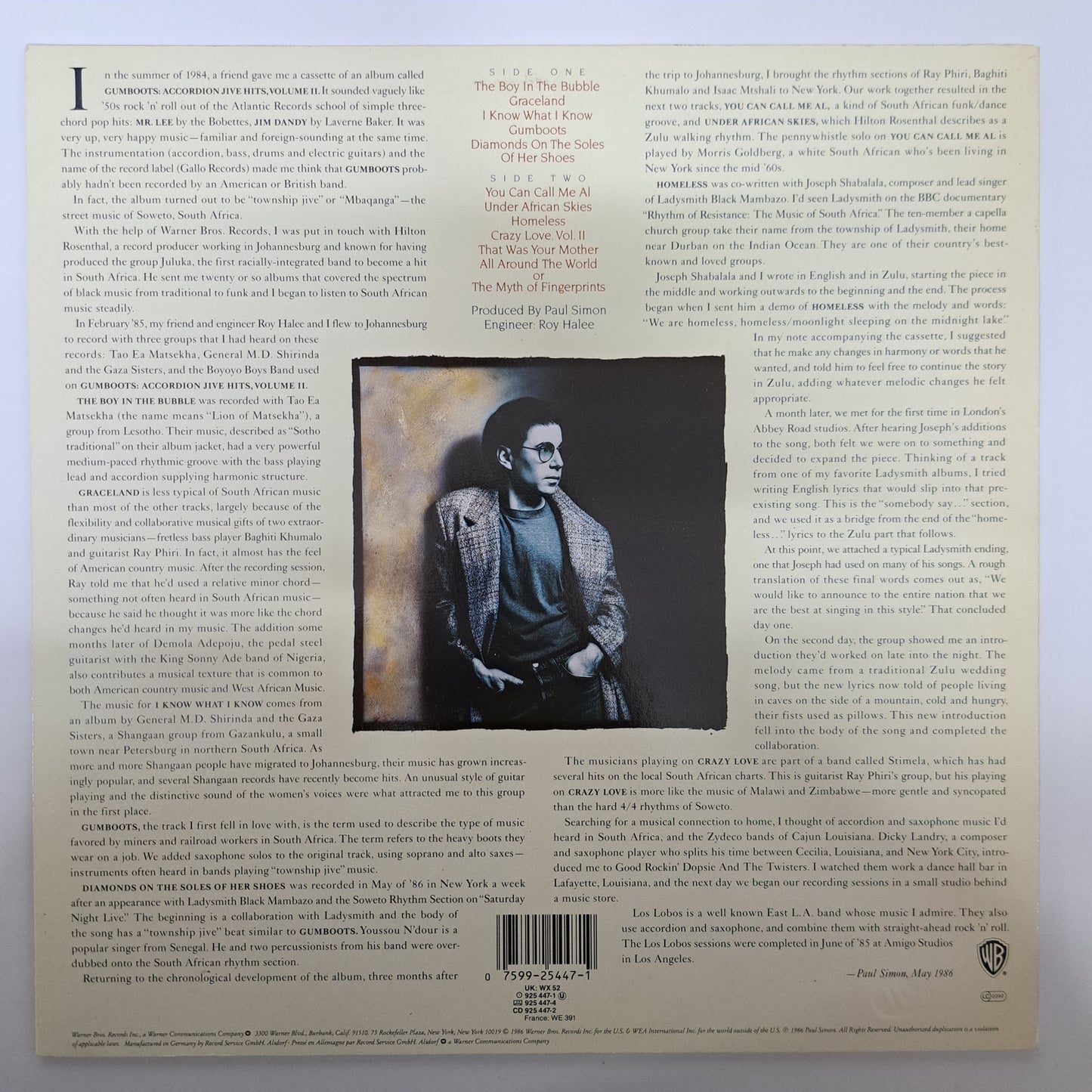 Paul Simon - Graceland  (Vinyl LP 1986) NM/NM