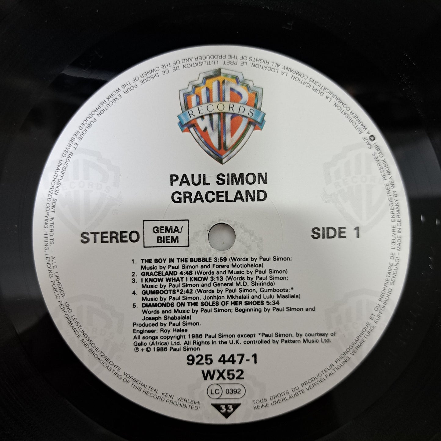 Paul Simon - Graceland  (Vinyl LP 1986) NM/NM