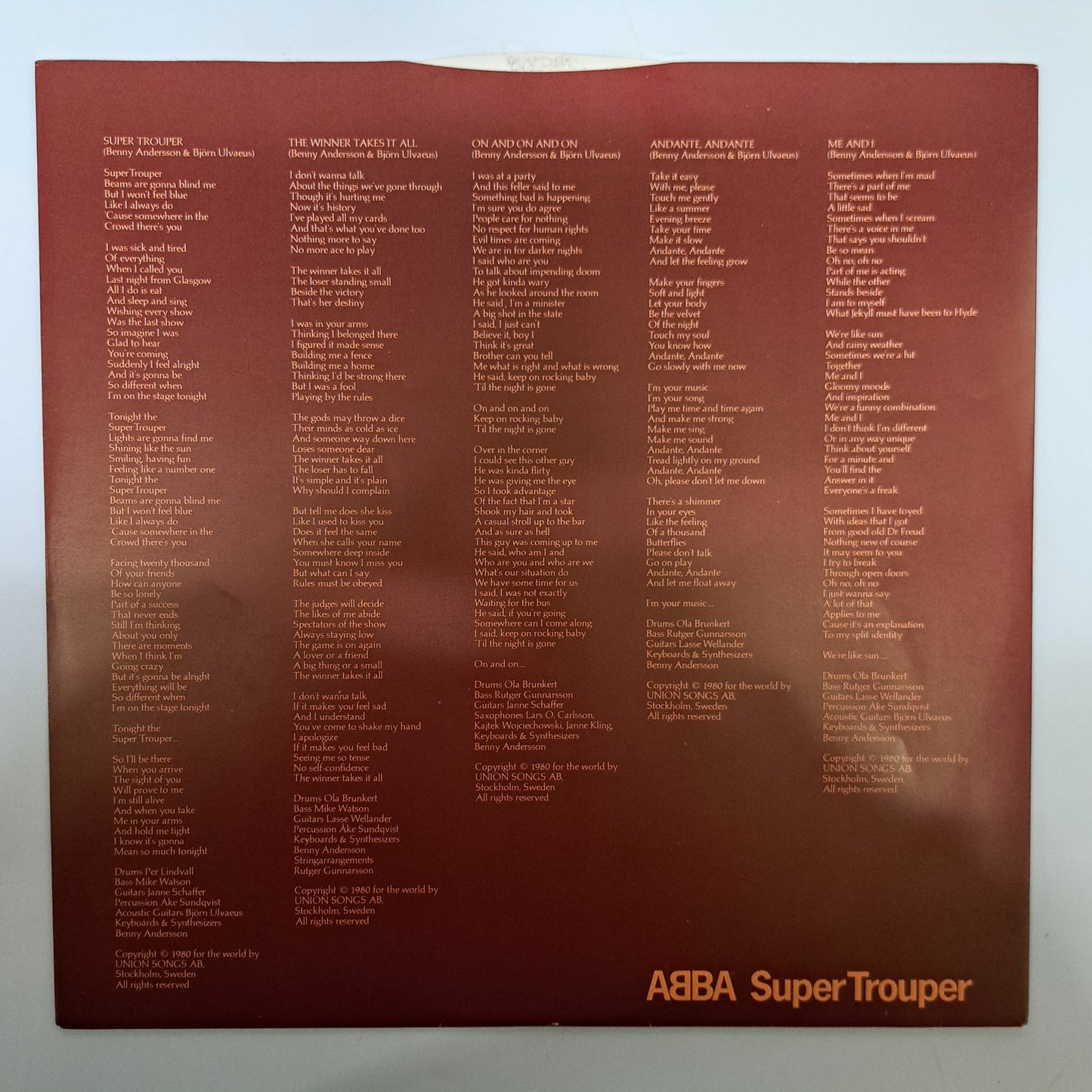 Abba - Super Trouper (Vinyl LP 1980 UK) EX/NM