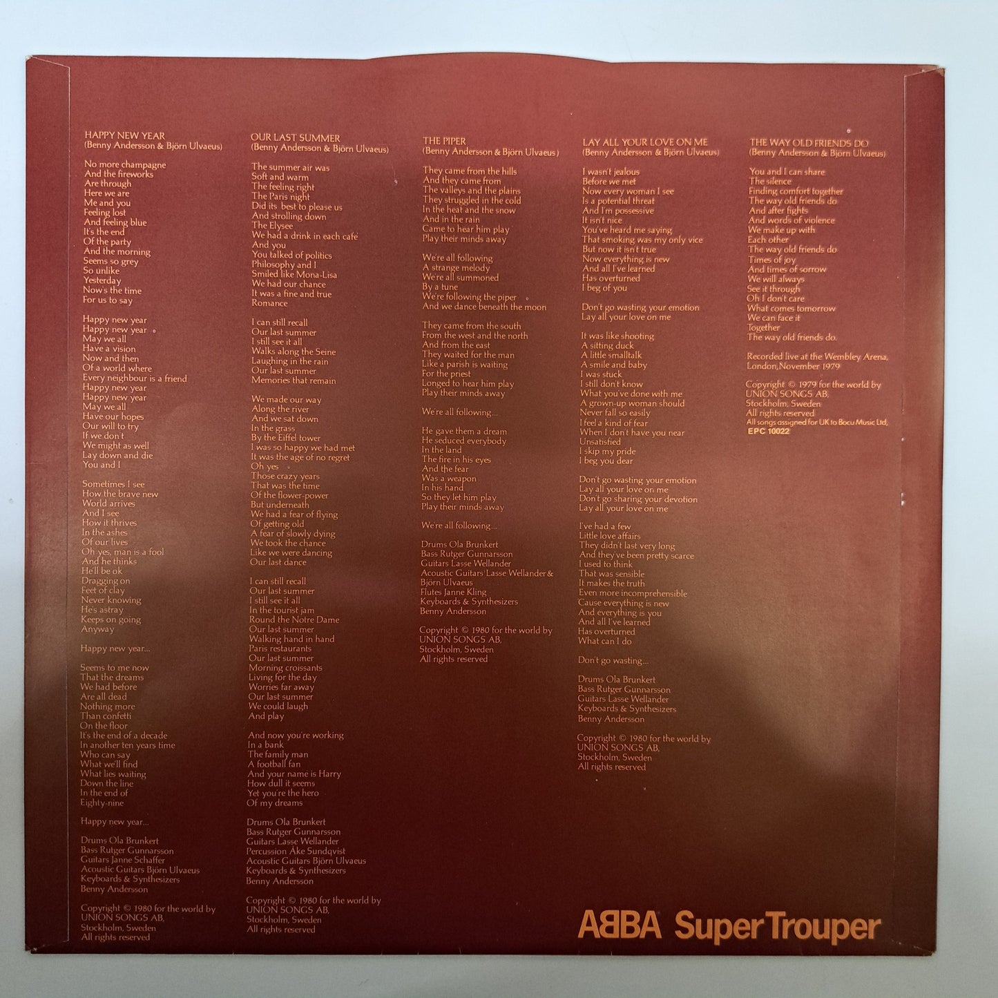 Abba - Super Trouper (Vinyl LP 1980 UK) EX/NM