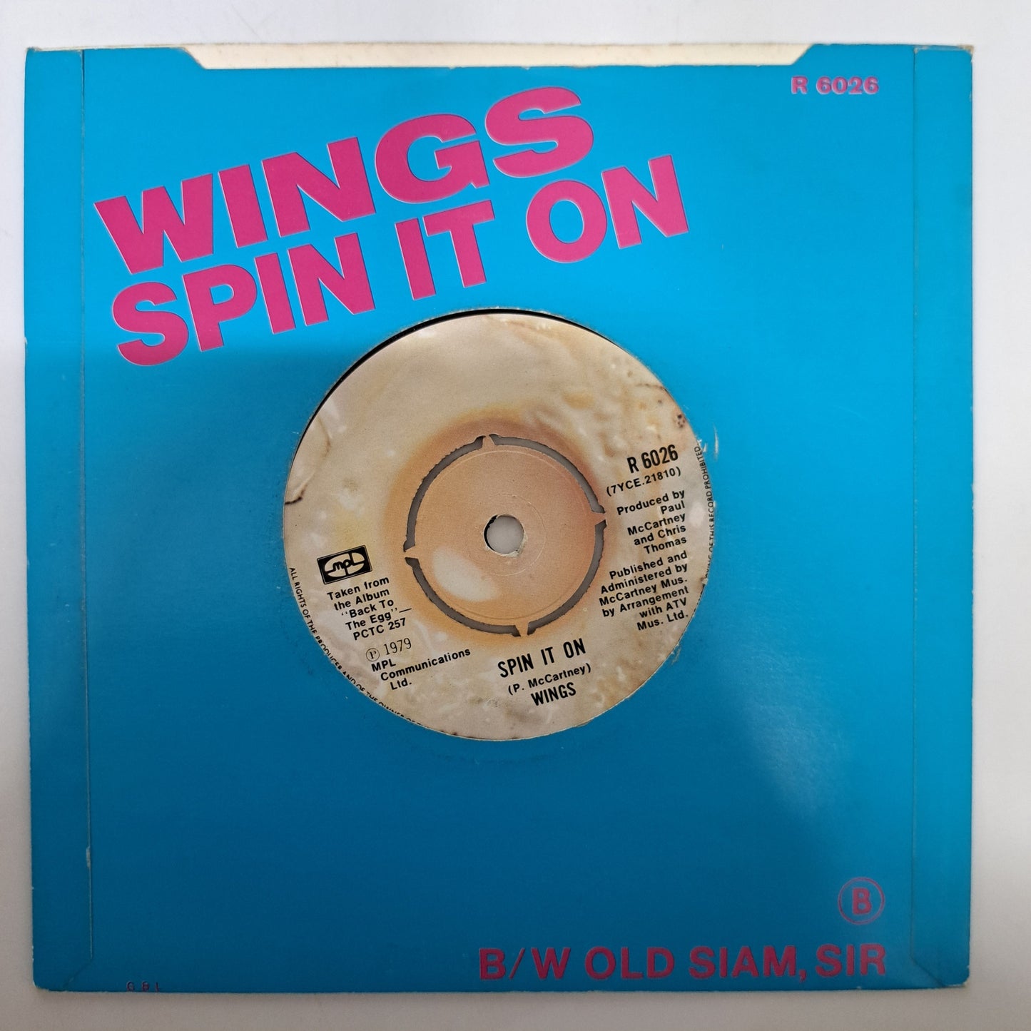 Wings - Old Siam, Sir (Vinyl 7" Single) EX/EX