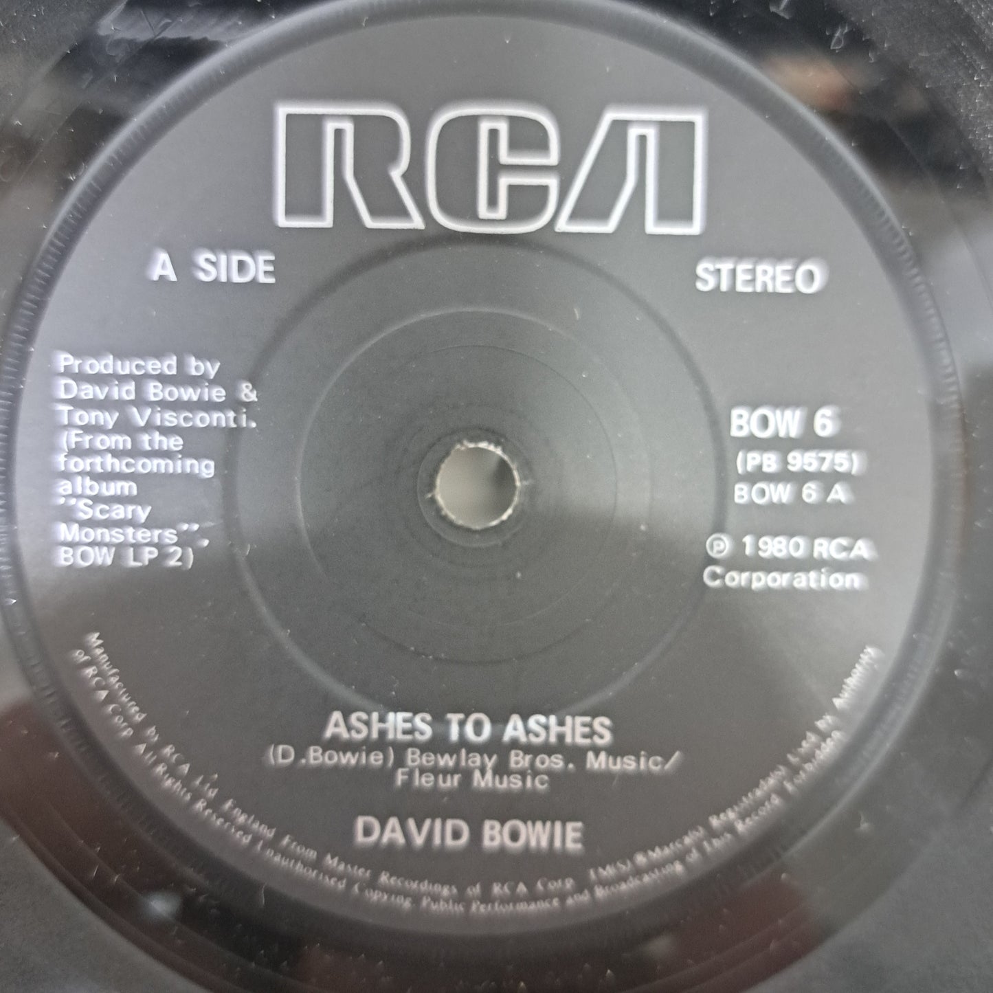 David Bowie - Ashes to Ashes (Vinyl 7" Single) EX/EX