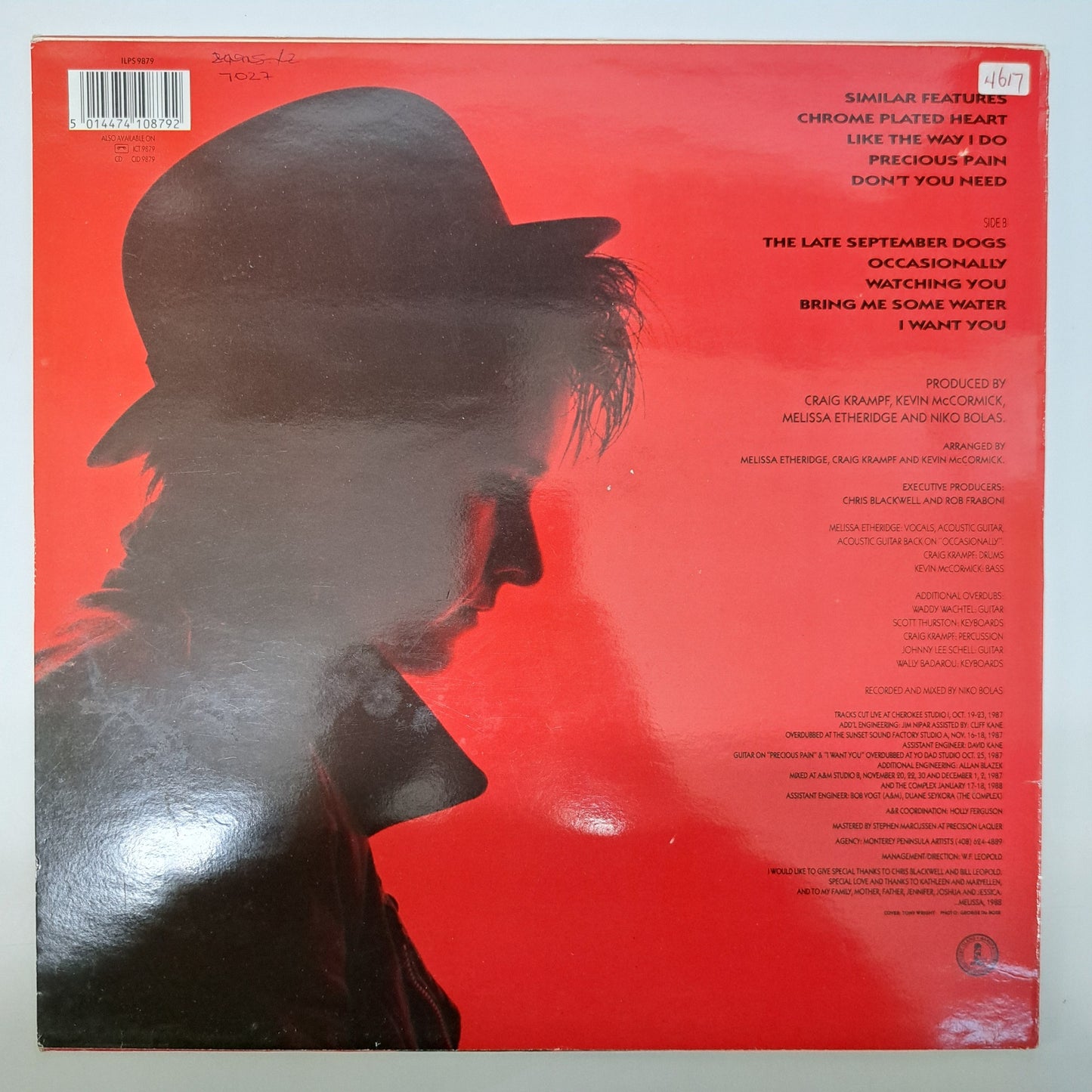 Melissa Etheridge - Self Titled (Vinyl LP UK 1988) VG+/EX